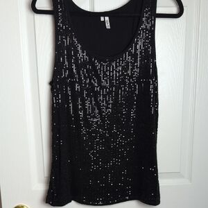 Studio Y Black Sequin Tank Top